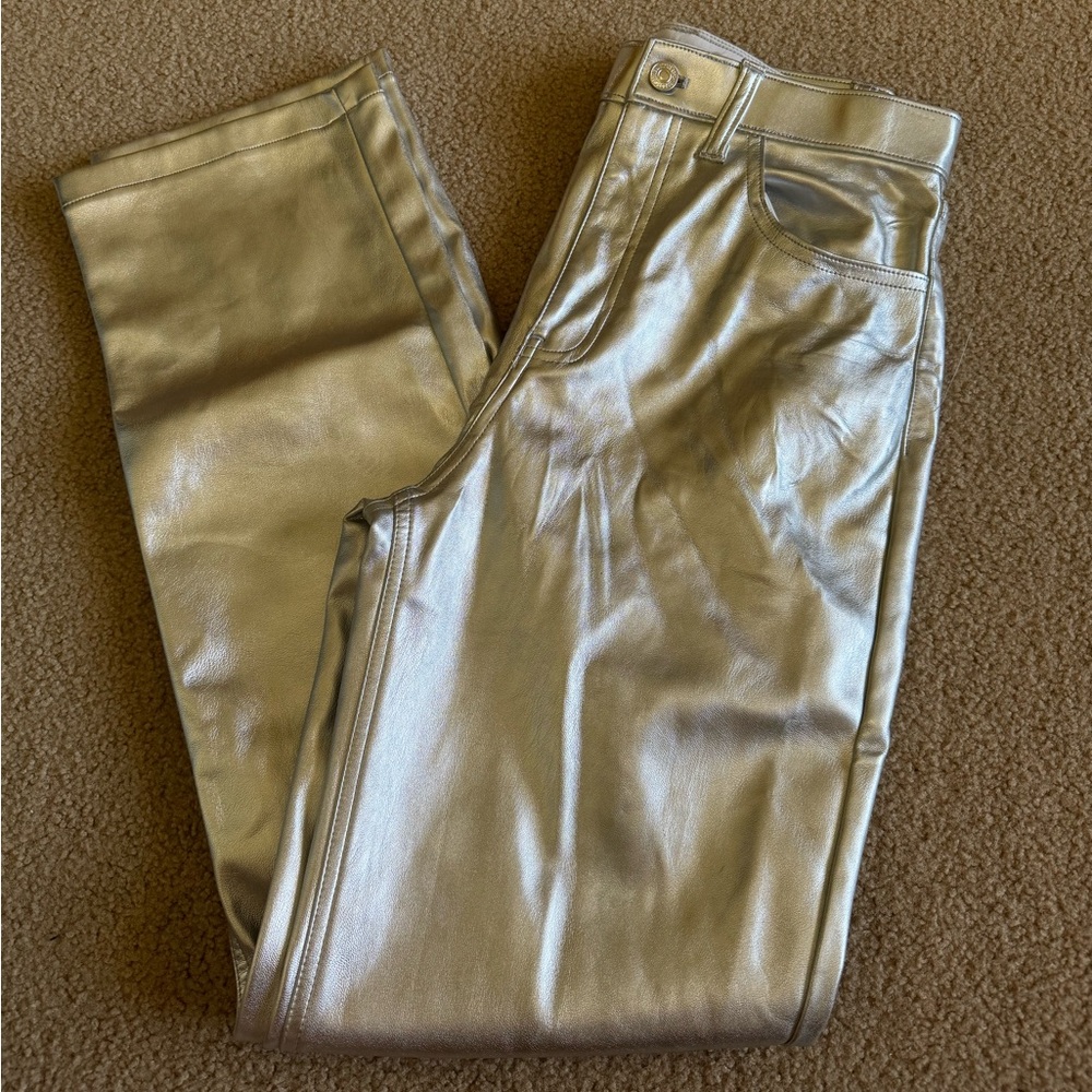 Abercrombie 90s Straight Ultra High Rise Silver Pants - Picture 5 of 7